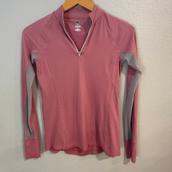 Noble Equestrain Pink Long Sleeve Riding Shirt Size Small 1/4 Zip - Picture 1 of 6